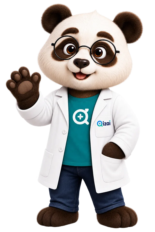QIZAI, le panda officiel à lunettes et en blouse blanche